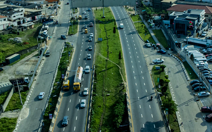 Aerial view of a busy Lagos expressway